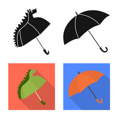 Vector design of protection and closed logo. Collection of protection and rainy stock symbol for web.