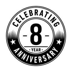 8 years anniversary celebration logo template. Vector and illustration.