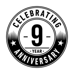 9 years anniversary celebration logo template. Vector and illustration.
