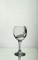 Splash of water in a wine glass