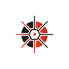 Fototapeta premium Drone logo with play button isolated