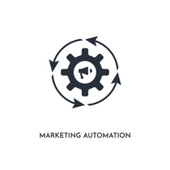 marketing automation icon. simple element illustration. isolated trendy filled marketing automation icon on white background. can be used for web, mobile, ui.