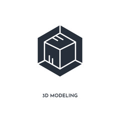 3d modeling icon. simple element illustration. isolated trendy filled 3d modeling icon on white background. can be used for web, mobile, ui.