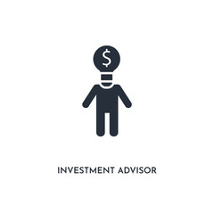 investment advisor icon. simple element illustration. isolated trendy filled investment advisor icon on white background. can be used for web, mobile, ui.