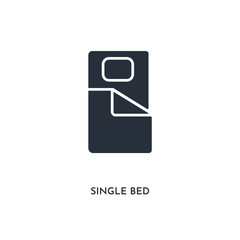 single bed icon. simple element illustration. isolated trendy filled single bed icon on white background. can be used for web, mobile, ui.