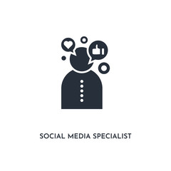 social media specialist icon. simple element illustration. isolated trendy filled social media specialist icon on white background. can be used for web, mobile, ui.