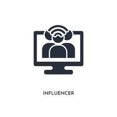 influencer icon. simple element illustration. isolated trendy filled influencer icon on white background. can be used for web, mobile, ui.
