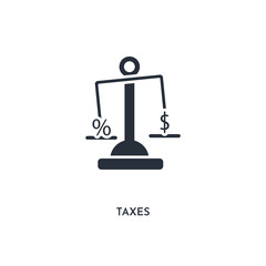 taxes icon. simple element illustration. isolated trendy filled taxes icon on white background. can be used for web, mobile, ui.