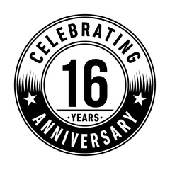 16 years anniversary celebration logo template. Vector and illustration.