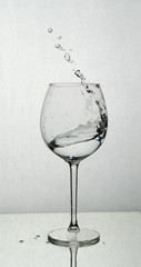 Splash of water in a wine glass