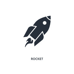 rocket icon. simple element illustration. isolated trendy filled rocket icon on white background. can be used for web, mobile, ui.