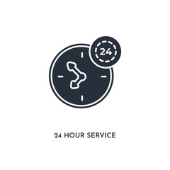 24 hour service icon. simple element illustration. isolated trendy filled 24 hour service icon on white background. can be used for web, mobile, ui.