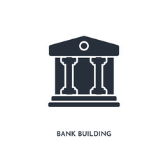 bank building icon. simple element illustration. isolated trendy filled bank building icon on white background. can be used for web, mobile, ui.