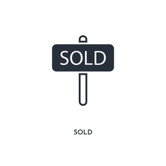 sold icon. simple element illustration. isolated trendy filled sold icon on white background. can be used for web, mobile, ui.