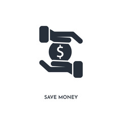 save money icon. simple element illustration. isolated trendy filled save money icon on white background. can be used for web, mobile, ui.