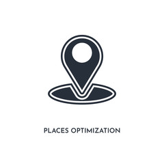 places optimization icon. simple element illustration. isolated trendy filled places optimization icon on white background. can be used for web, mobile, ui.