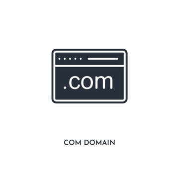 com domain icon. simple element illustration. isolated trendy filled com domain icon on white background. can be used for web, mobile, ui.