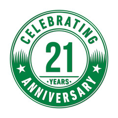 21 years anniversary celebration logo template. Vector and illustration. - obrazy, fototapety, plakaty