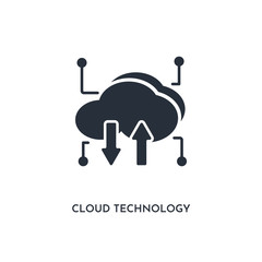 cloud technology icon. simple element illustration. isolated trendy filled cloud technology icon on white background. can be used for web, mobile, ui.