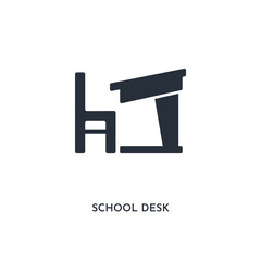 school desk icon. simple element illustration. isolated trendy filled school desk icon on white background. can be used for web, mobile, ui.
