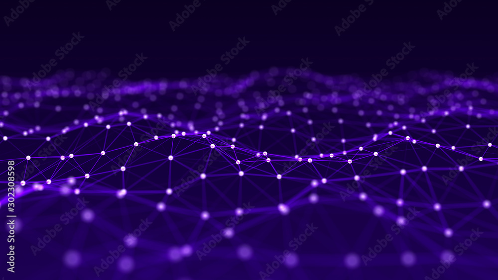 Fototapete Network connection structure. Background for business event. Science background. Big data digital background. 3d rendering.