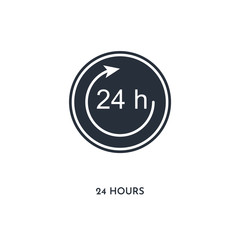 24 hours icon. simple element illustration. isolated trendy filled 24 hours icon on white background. can be used for web, mobile, ui.