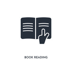 book reading icon. simple element illustration. isolated trendy filled book reading icon on white background. can be used for web, mobile, ui.