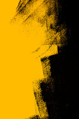 yellow and black paint background texture with brush strokes - 302308733
