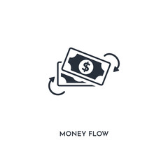 money flow icon. simple element illustration. isolated trendy filled money flow icon on white background. can be used for web, mobile, ui.
