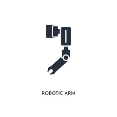 robotic arm icon. simple element illustration. isolated trendy filled robotic arm icon on white background. can be used for web, mobile, ui.