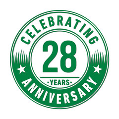 28 years anniversary celebration logo template. Vector and illustration.