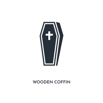 wooden coffin icon. simple element illustration. isolated trendy filled wooden coffin icon on white background. can be used for web, mobile, ui.