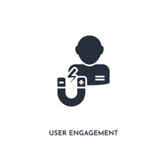 user engagement icon. simple element illustration. isolated trendy filled user engagement icon on white background. can be used for web, mobile, ui.