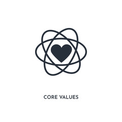 core values icon. simple element illustration. isolated trendy filled core values icon on white background. can be used for web, mobile, ui.