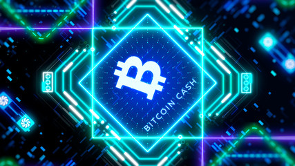 Bitcoin cash cryptocurrency token mining concept. Financial and business theme
