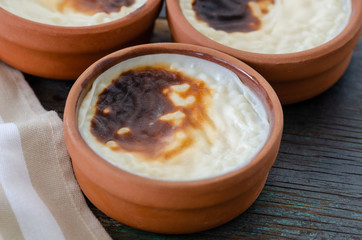 Turkish rice pudding sutlac,