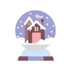 merry christmas celebration gingerbread house in crystal ball snow