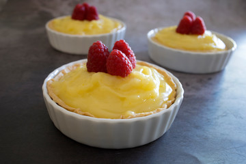 Lemon Tarts with Raspberries