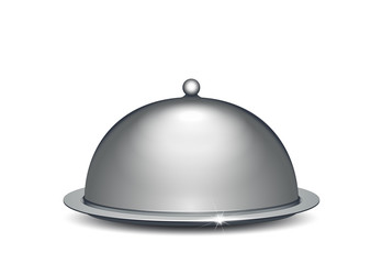 Glosche aus gebürstetem Edelstahl, Servierglocke,  Vektor Illustration isoliert auf weißem Hintergrund