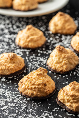 Coconut cookies with chocolate.