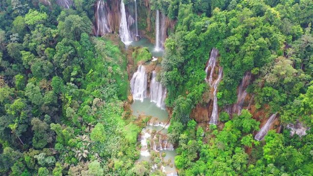 Clip Tee lor su waterfall in Thailand at the tropical forest , Umphang District, Tak Province, Thailand