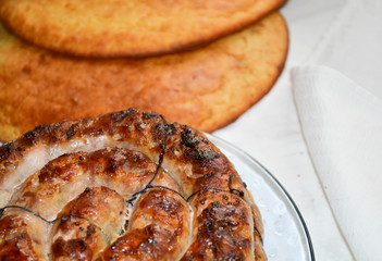 Flat bread and homemade sausage