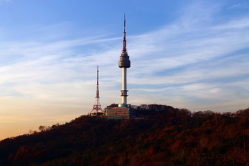 N Seoul Tower on top of the city of Seoul