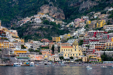 Fototapeta premium classic shot of Positano seen from the sea along the Amalfi coast, Salerno, Campania, Italy