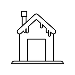 house with chimney and snow design thick line