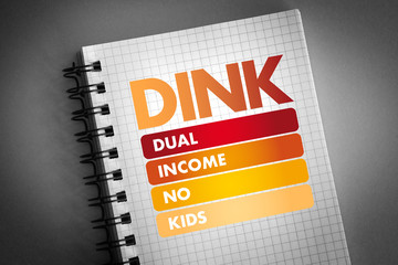 DINK - Dual Income No Kids acronym, concept background