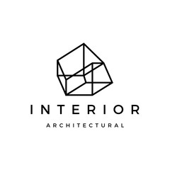 Fototapeta premium Interior architectural fourth dimension custom logo design vector icon illustration