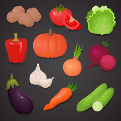 Vegetable vector icon set. 