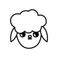 sheep head farm animal cartoon icon thick line