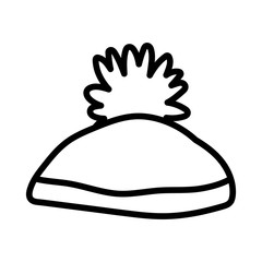 warm hat with pom pon accessory icon thick line